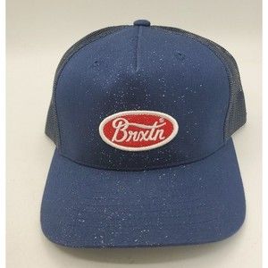 Brixton Hat Mens Adjustable Snapback Trucker Cap Blue Red BRXTN Patch Splatter